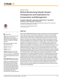 Wolves Recolonizing Islands: Genetic Consequences and Implications for Conservation and Management
