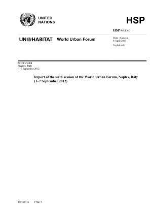 World Urban Forum 8 April 2013 English Only