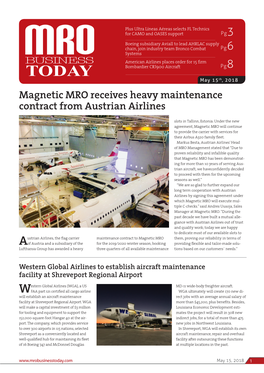 Magnetic MRO Receives Heavy Maintenance Contract from Austrian Airlines