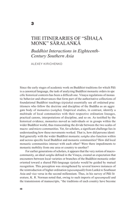 SĪHAḶA MONK” SĀRALAṄKĀ Buddhist Interactions in Eighteenth- Century Southern Asia