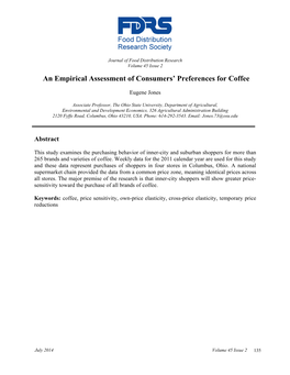 An Empirical Assessment of Consumers' Preferences for Coffee