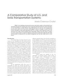 A Comparative Study of U.S. and Swiss Transportation Systems Marie Clarence Chollet