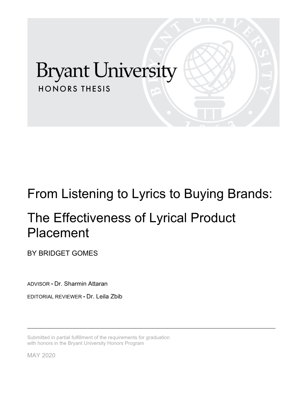 From Listening to Lyrics to Buying Brands: the Effectiveness of Lyrical Product Placement