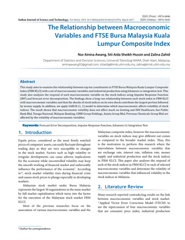 The Relationship Between Macroeconomic Variables and FTSE Bursa Malaysia Kuala Lumpur Composite Index