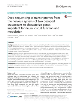 Deep Sequencing of Transcriptomes from the Nervous Systems of Two