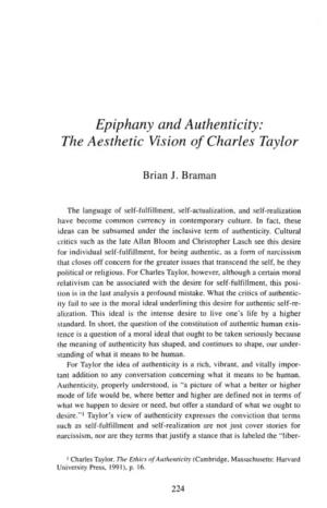 Epiphany and Authenticity: the Aesthetic Vision of Charles Taylor