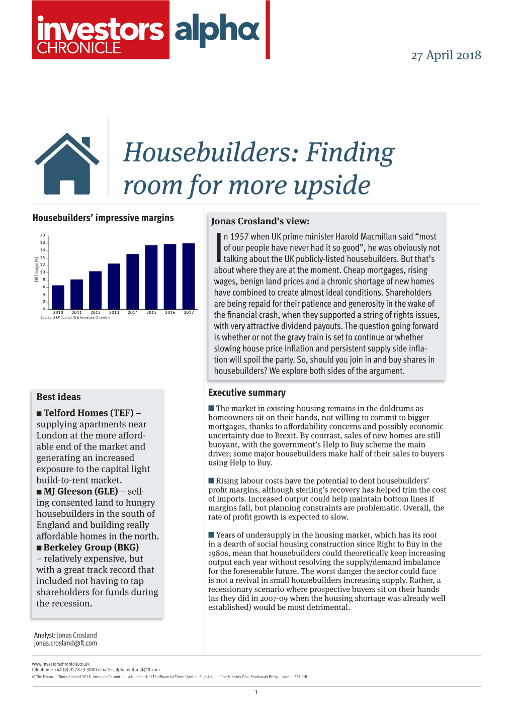 Housebuilders: Finding Room for More Upside