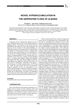 Nickel Hyperaccumulation in the Serpentine Flora of Albania