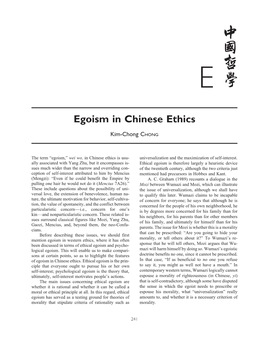 Egoism in Chinese Ethics
