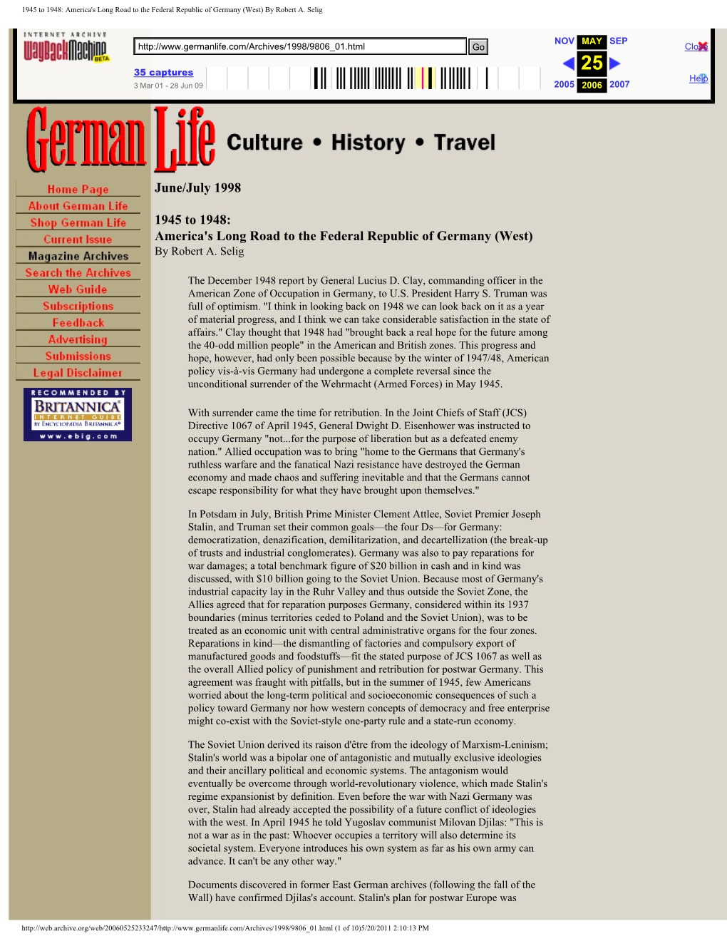 America's Long Road to the Federal Republic of Germany (West) by Robert A