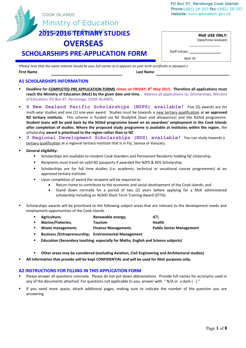 A1 Scholarships Information