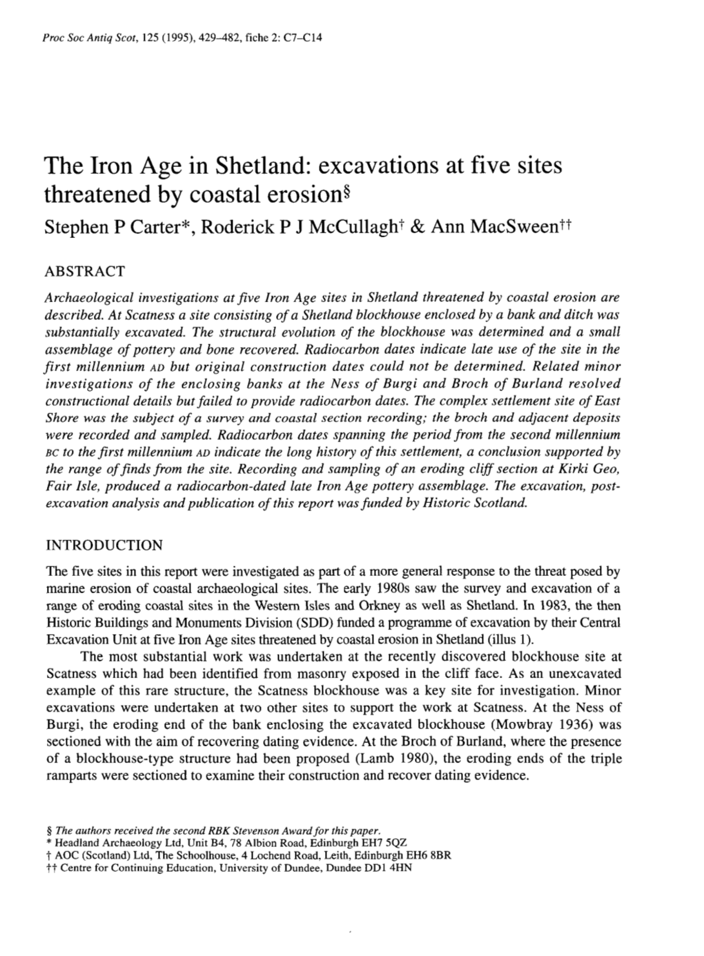 The Iron Age in Shetland 433