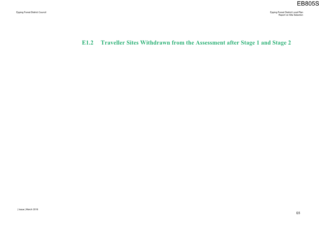 Traveller Sites Withdrawn from the Assessment After Stage 1 and Stage 2