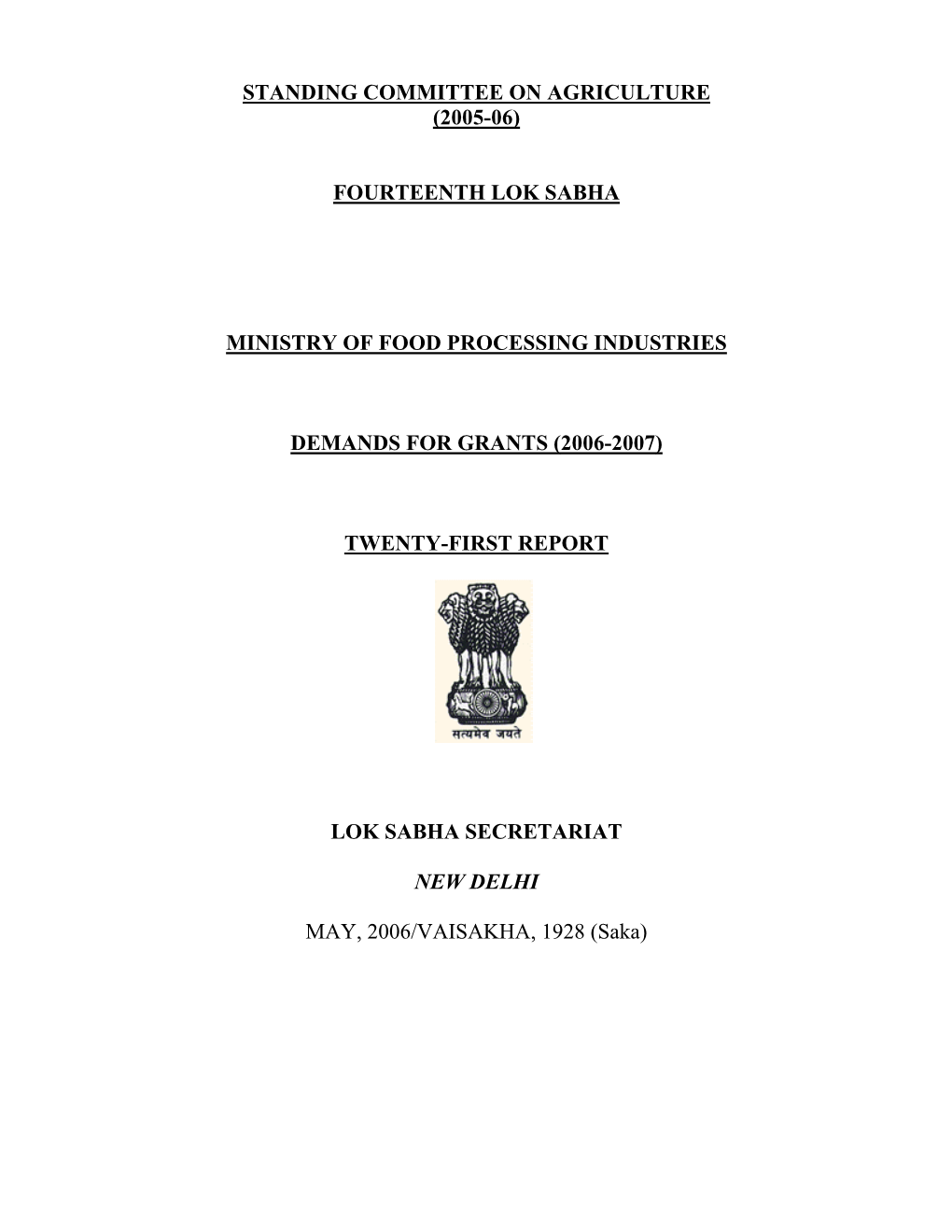 Standing Committee on Agriculture (2005-06)