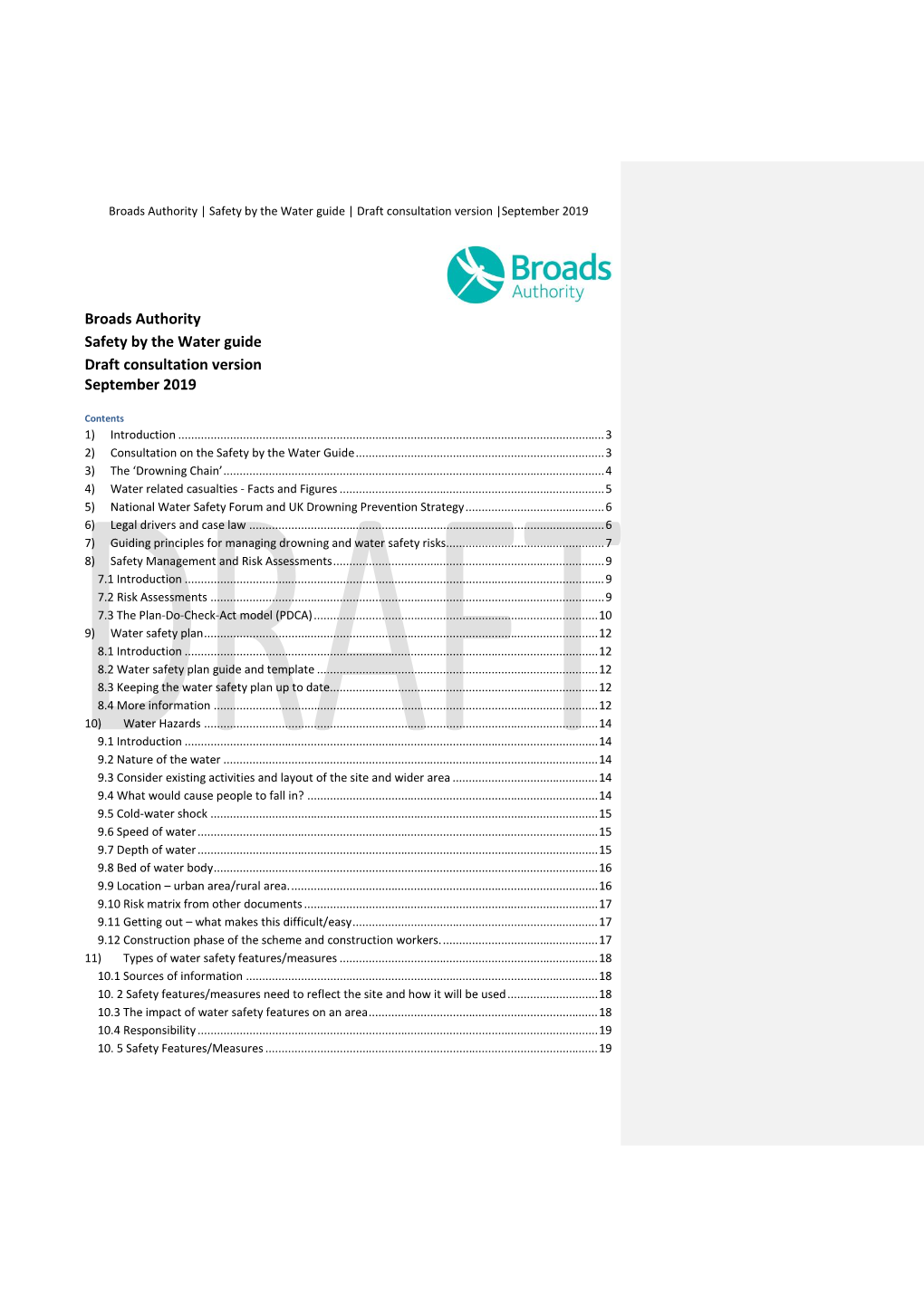 Safety by the Water Guide | Draft Consultation Version |September 2019