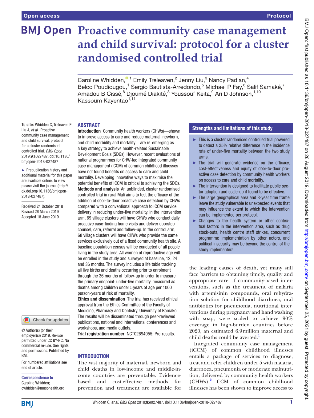 Protocol for a Cluster Randomised Controlled Trial