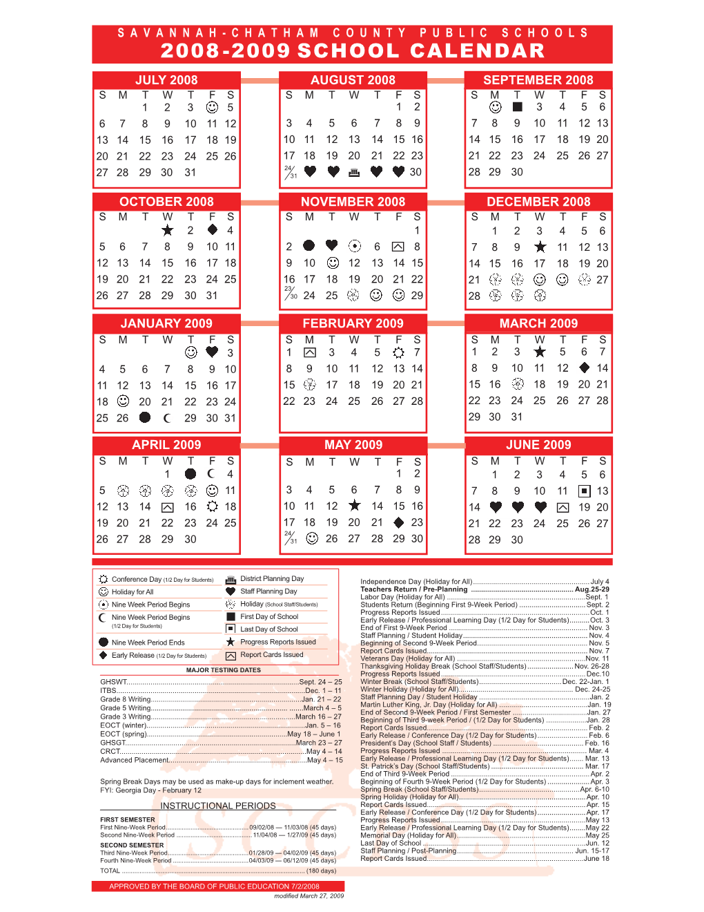 2008 -2009 School Calendar