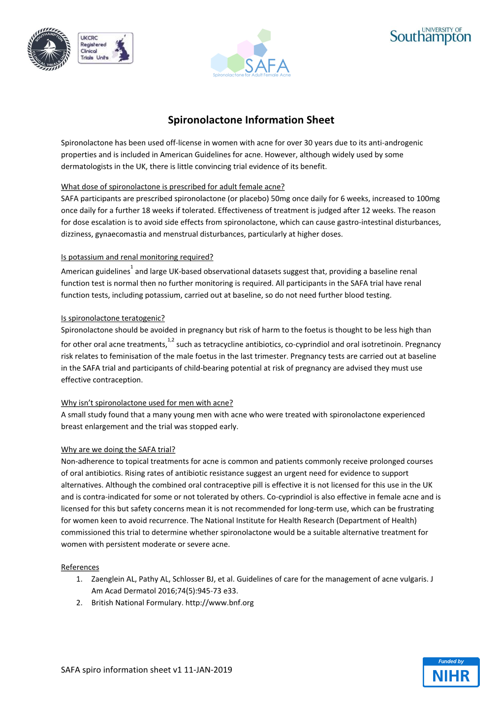 Spironolactone Information Sheet