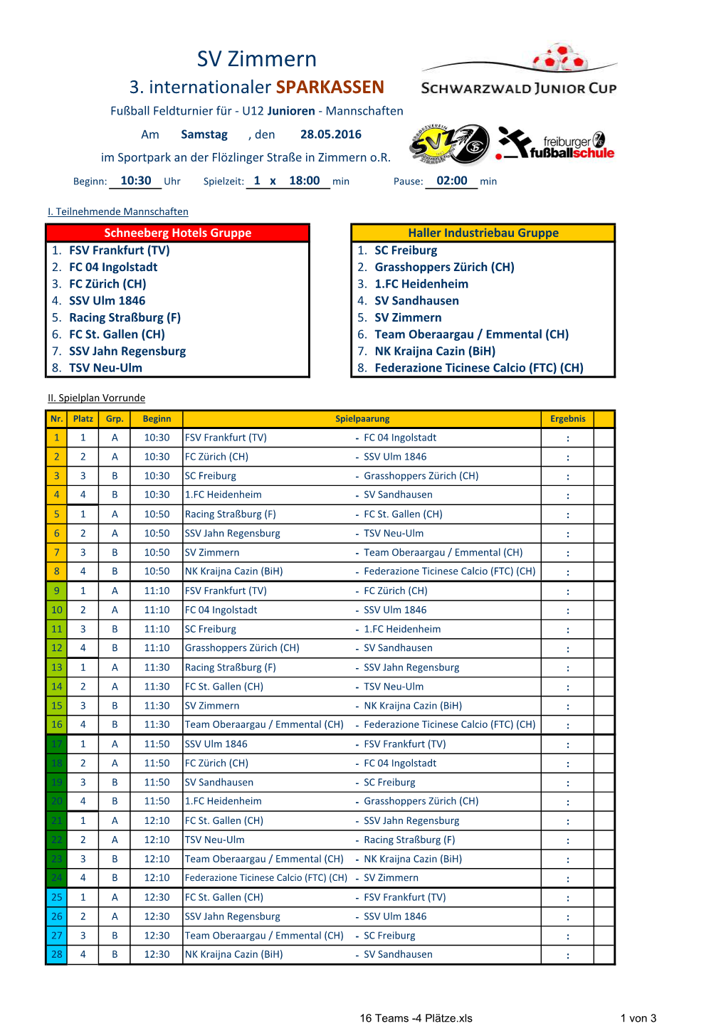 16 Teams -4 Plätze.Xls 1 Von 3 SV Zimmern 3