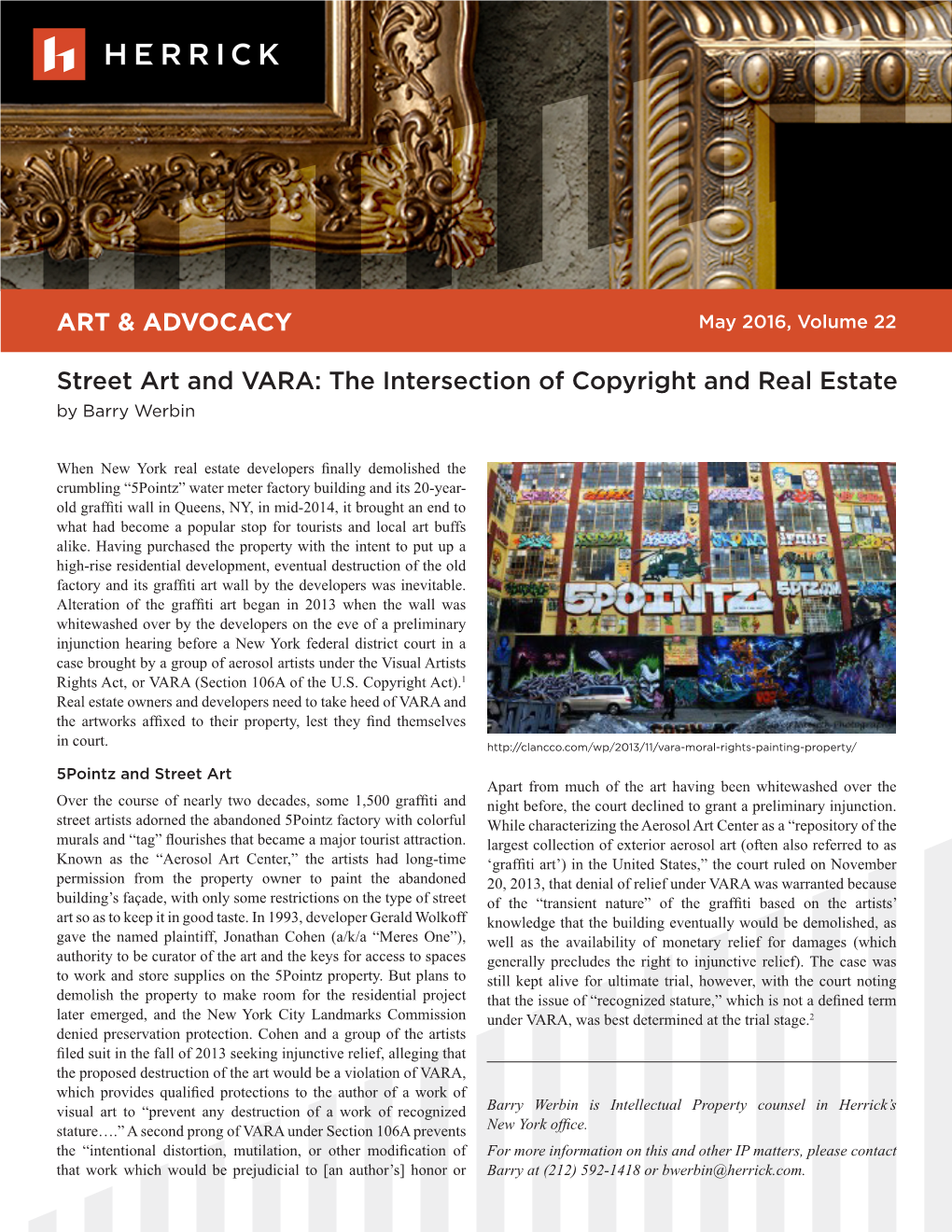 ART & ADVOCACY Street Art and VARA: the Intersection of Copyright