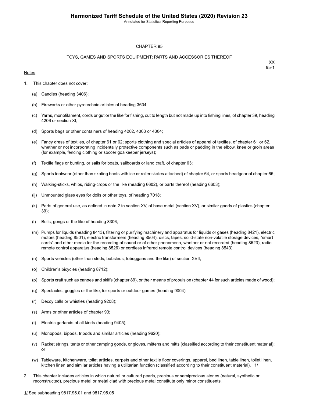 Harmonized Tariff Schedule of the United States (2020) Revision 23 Annotated for Statistical Reporting Purposes