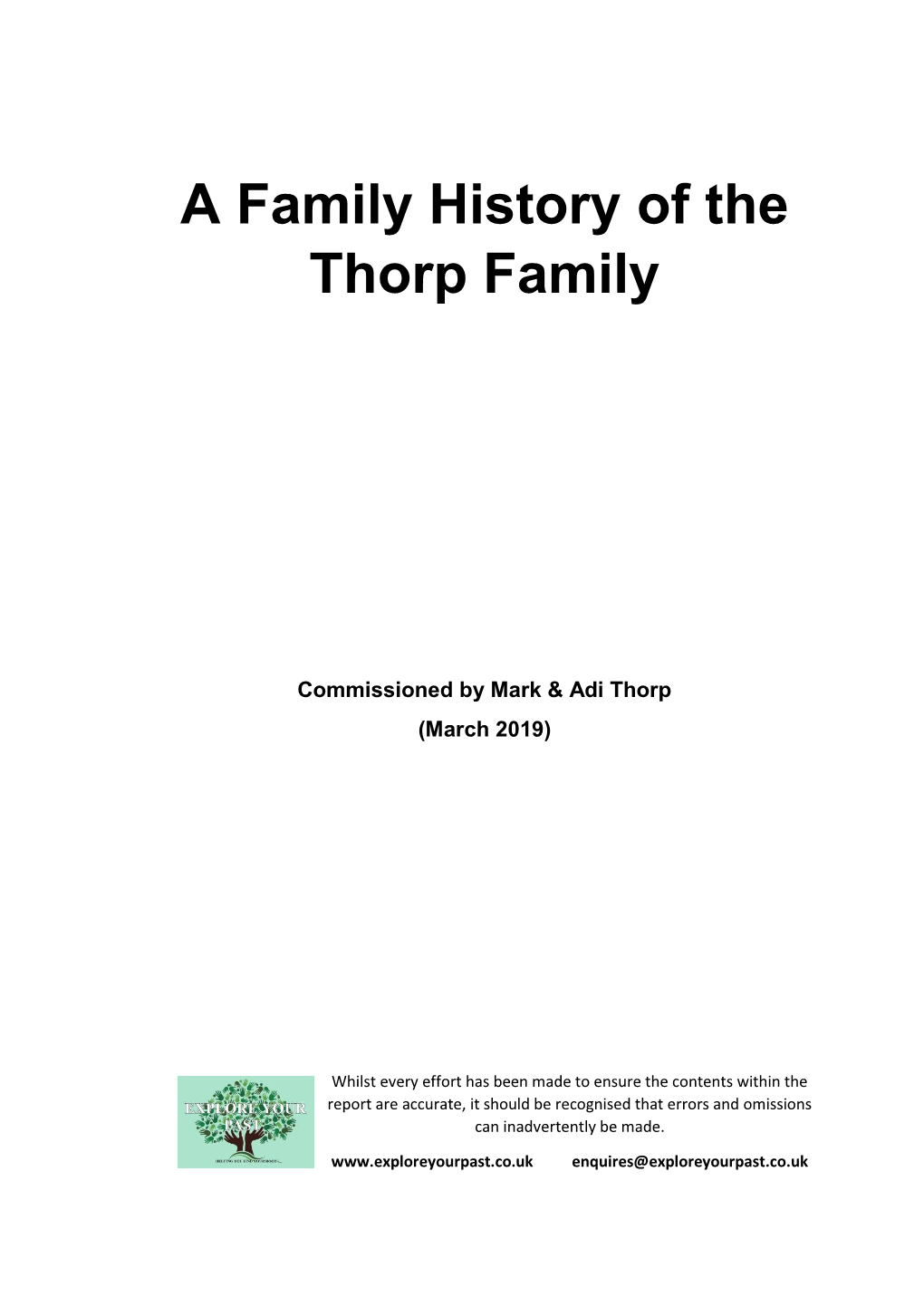 A Family History of the Thorp Family