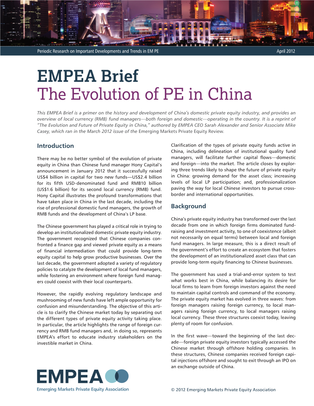 EMPEA Brief the Evolution of PE in China