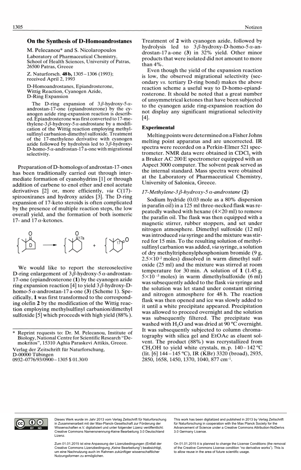 Zeitschrift Für Naturforschung / B / 48 (1993)