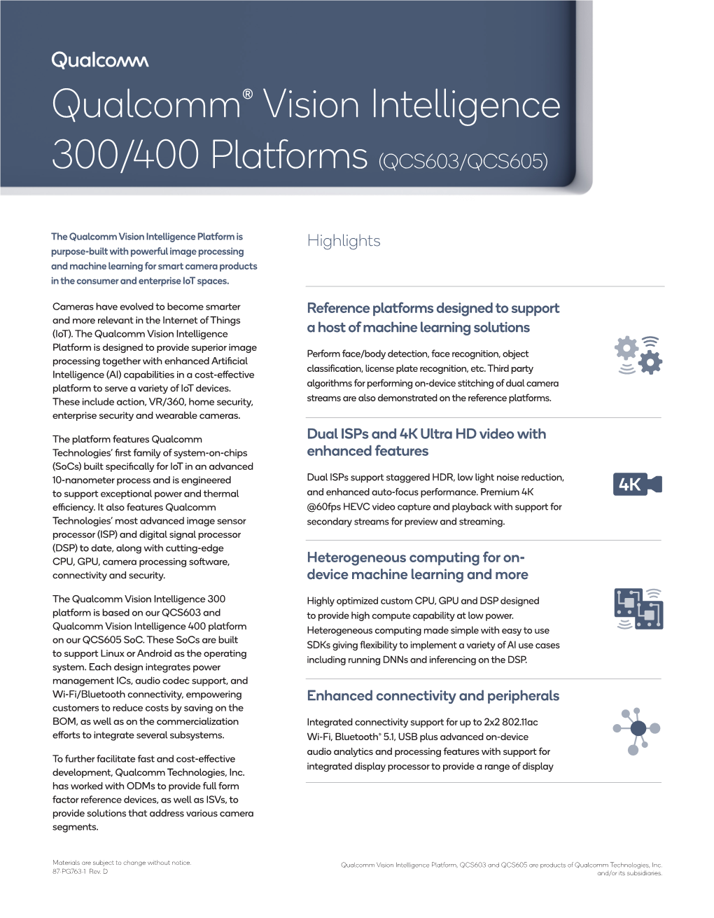 Qualcomm® Vision Intelligence 300/400 Platforms (QCS603/QCS605)