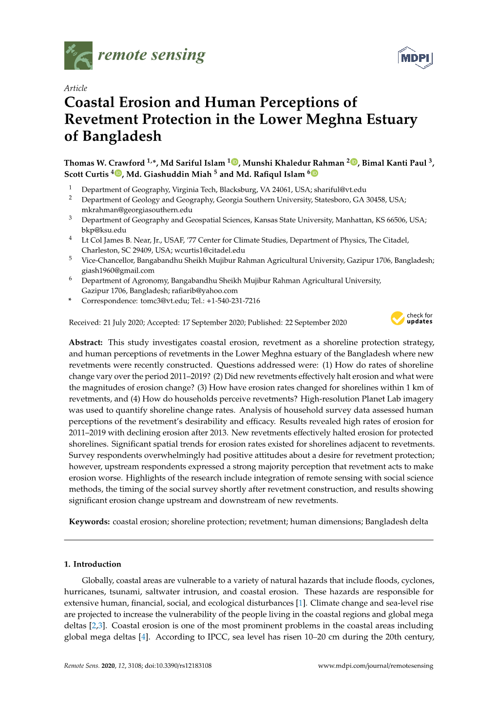 Coastal Erosion and Human Perceptions of Revetment Protection in the Lower Meghna Estuary of Bangladesh