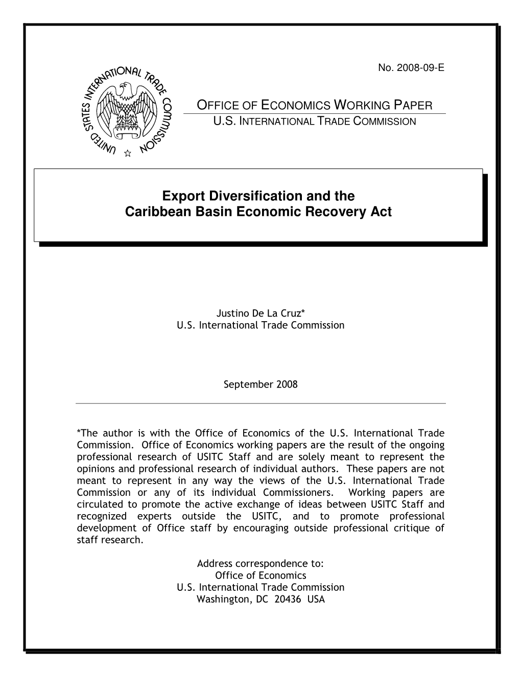 Export Diversification and the Caribbean Basin Economic Recovery Act