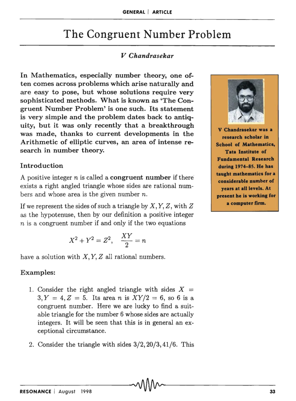 The Congruent Number Problem