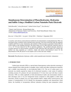 Simultaneous Determination of Phenylhydrazine, Hydrazine and Sulfite Using a Modified Carbon Nanotube Paste Electrode