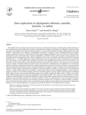 Data Exploration in Phylogenetic Inference: Scientiﬁc, Heuristic, Or Neither