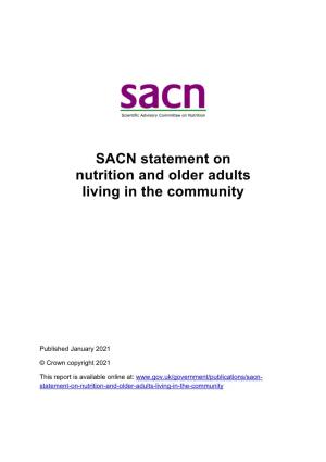 SACN Statement on Nutrition and Older Adults Living in the Community