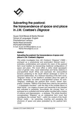 Subverting the Pastoral: the Transcendence of Space and Place in J.M. Coetzee's Disgrace