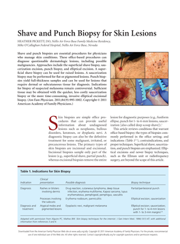 Shave and Punch Biopsy for Skin Lesions