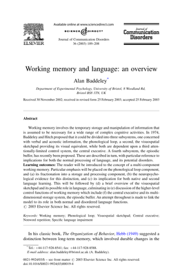 Working Memory and Language: an Overview