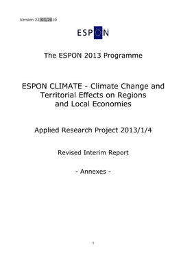 ESPON CLIMATE - Climate Change and Territorial Effects on Regions and Local Economies