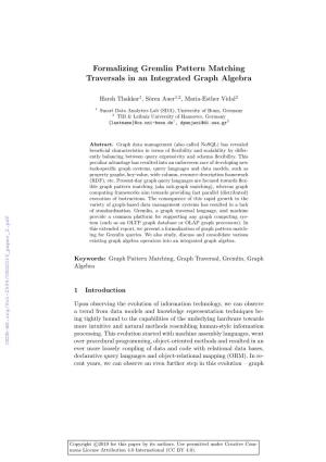 Formalizing Gremlin Pattern Matching Traversals in an Integrated Graph Algebra