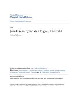 John F. Kennedy and West Virginia, 1960-1963 Anthony W