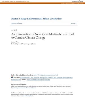 An Examination of New Yorkâ•Žs Martin Act As a Tool To