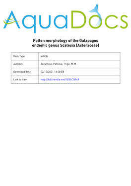 Pollen Morphology of the Galapagos Endemic Genus Scalesia (Asteraceae)