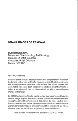 Omaha Images of Renewal