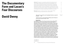 The Documentary Form and Lacan's Four Discourses David Denny