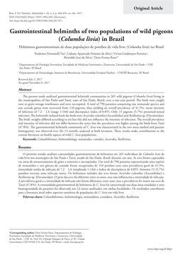 Gastrointestinal Helminths of Two Populations of Wild Pigeons