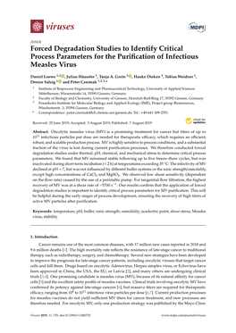 Forced Degradation Studies to Identify Critical Process Parameters for the Puriﬁcation of Infectious Measles Virus