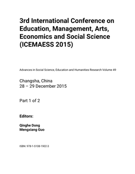 3Rd International Conference on Education, Management, Arts, Economics and Social Science (ICEMAESS 2015)