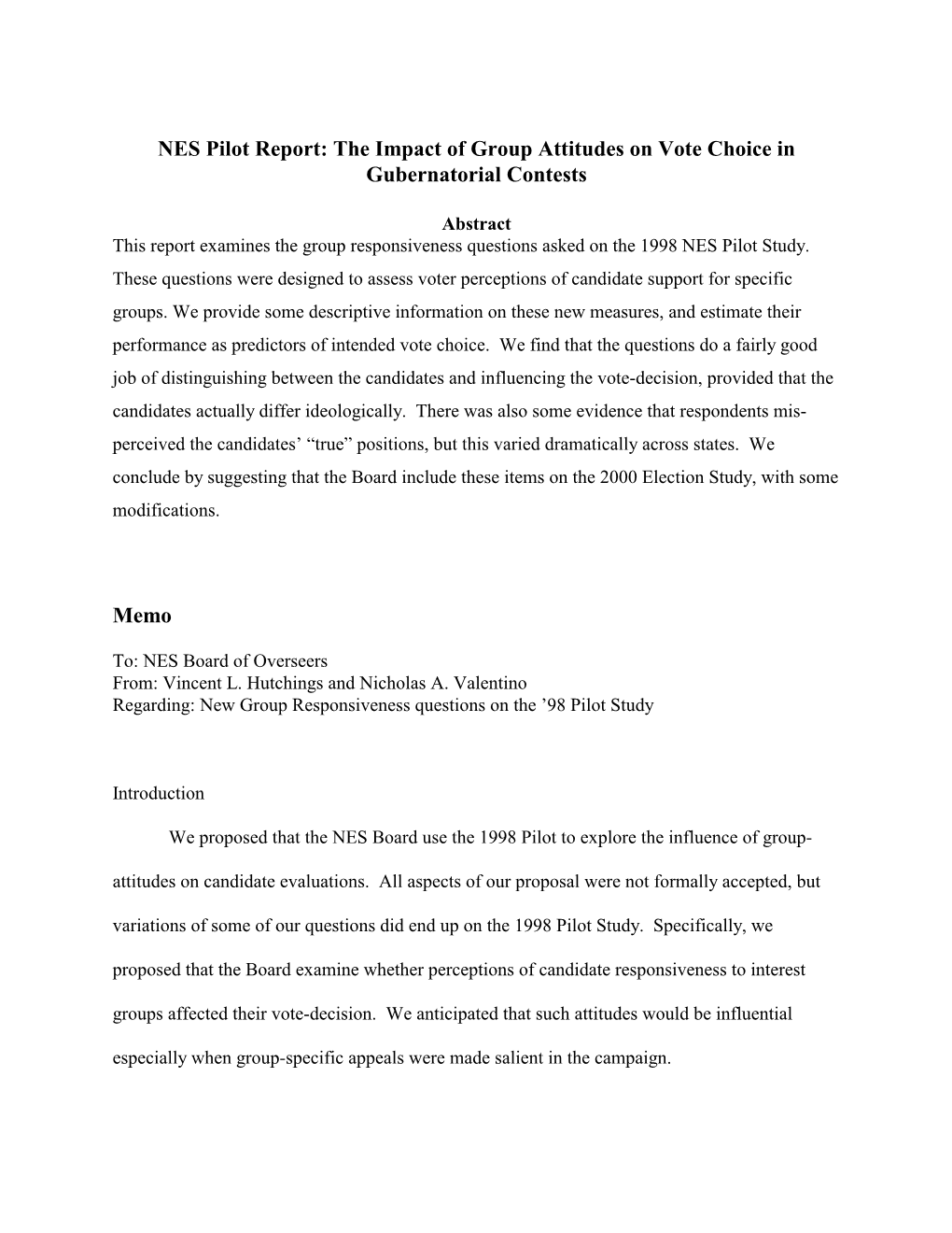 The Impact of Group Attitudes on Vote Choice in Gubernatorial Contests