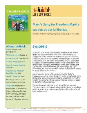 Martí's Song for Freedom/Martí Y Sus Versos Por La Libertad